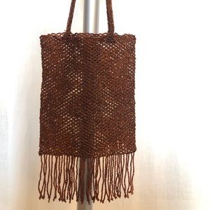 Hand Made Vintage Brown Cluth Purse Bag